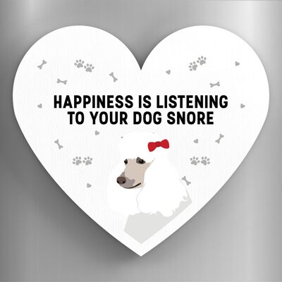 P5934 - Caniche La felicidad es tu perro roncando Katie Pearson Artworks Imán de madera en forma de corazón