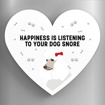 P5934 - Poodle Happiness Is Your Dog Snoring Katie Pearson Artworks Aimant en bois en forme de cœur 1