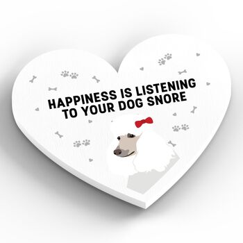 P5934 - Poodle Happiness Is Your Dog Snoring Katie Pearson Artworks Aimant en bois en forme de cœur 2