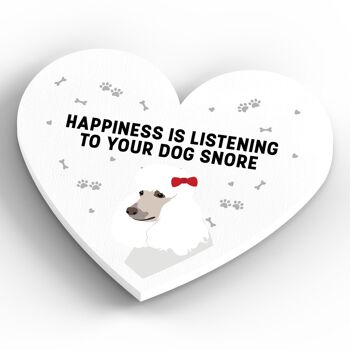 P5934 - Poodle Happiness Is Your Dog Snoring Katie Pearson Artworks Aimant en bois en forme de cœur 4