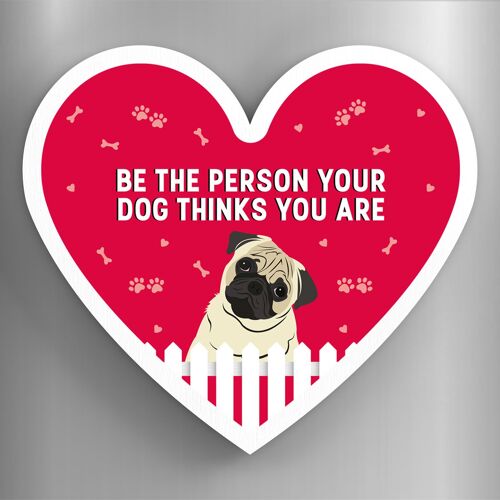 P5936 - Pug Person Your Dog Thinks You Are Katie Pearson Artworks Heart Shaped Wooden Magnet