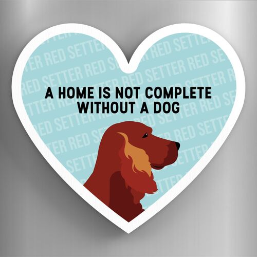 P5938 - Red Setter Home Without A Dog Katie Pearson Artworks Heart Shaped Wooden Magnet