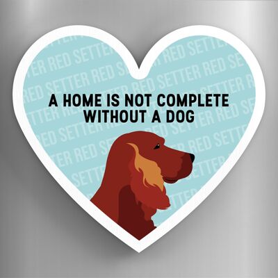 P5938 - Red Setter Home Without A Dog Katie Pearson Artworks Heart Shaped Wooden Magnet