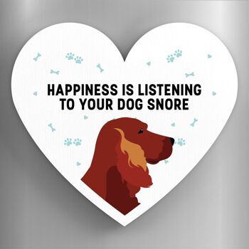 P5940 - Le bonheur du Setter rouge est votre chien qui ronfle Katie Pearson Artworks Aimant en bois en forme de coeur 1