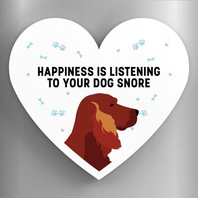 P5940 - Red Setter Happiness Is Your Dog Snoring Katie Pearson Artworks Heart Shaped Wooden Magnet