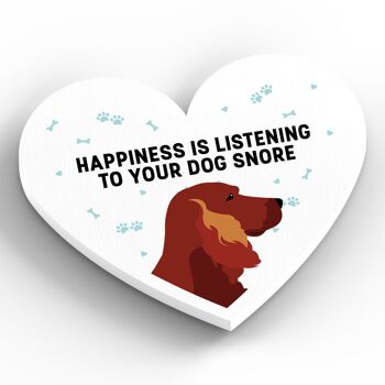 P5940 - Le bonheur du Setter rouge est votre chien qui ronfle Katie Pearson Artworks Aimant en bois en forme de coeur 2