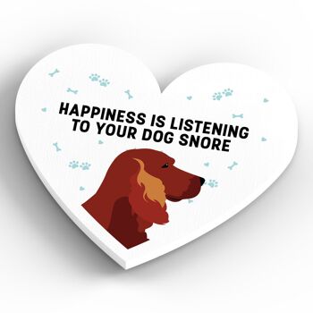 P5940 - Le bonheur du Setter rouge est votre chien qui ronfle Katie Pearson Artworks Aimant en bois en forme de coeur 4