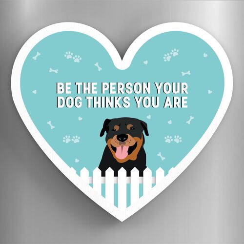P5942 - Rottweiler Person Your Dog Thinks You Are Katie Pearson Artworks Heart Shaped Wooden Magnet