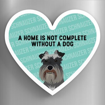 P5944 - Schnauzer Home Without A Dog Katie Pearson Artworks Heart Shaped Wooden Magnet