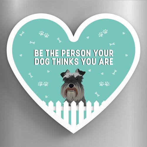 P5945 - Schnauzer Person Your Dog Thinks You Are Katie Pearson Artworks Heart Shaped Wooden Magnet