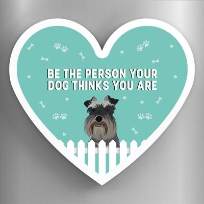 P5945 - Schnauzer persona che il tuo cane pensa che tu sia Katie Pearson opere d'arte magnete in legno a forma di cuore