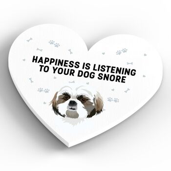 P5949 - Shih Tzu Happiness Is Your Dog Snoring Katie Pearson Artworks Aimant en bois en forme de cœur 4