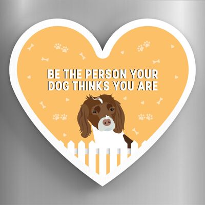 P5951 - Spaniel Persona Il tuo cane pensa che tu sia Katie Pearson Opere d'arte Magnete in legno a forma di cuore