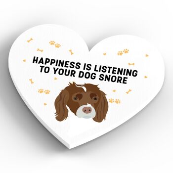 P5952 - Spaniel Happiness Is Your Dog Snoring Katie Pearson Artworks Aimant en bois en forme de coeur 4