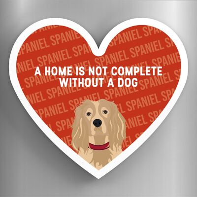 P5953 - Spaniel Home Without A Dog Katie Pearson Artworks Heart Shaped Wooden Magnet