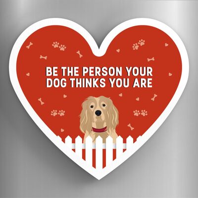 P5954 - Spaniel Persona Il tuo cane pensa che tu sia Katie Pearson Opere d'arte Magnete in legno a forma di cuore