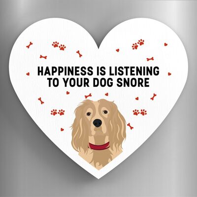 P5955 - Spaniel Happiness Is Your Dog Snoring Katie Pearson Artworks Heart Shaped Wooden Magnet