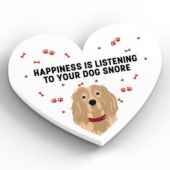 P5955 - Spaniel Happiness Is Your Dog Snoring Katie Pearson Artworks Aimant en bois en forme de coeur 2