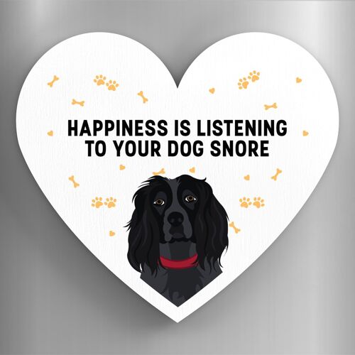P5958 - Spaniel Happiness Is Your Dog Snoring Katie Pearson Artworks Heart Shaped Wooden Magnet