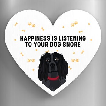 P5958 - Spaniel Happiness Is Your Dog Snoring Katie Pearson Artworks Aimant en bois en forme de coeur 1