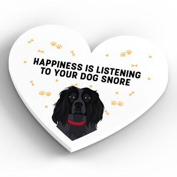 P5958 - Spaniel Happiness Is Your Dog Snoring Katie Pearson Artworks Aimant en bois en forme de coeur 3