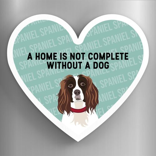P5959 - Spaniel Home Without A Dog Katie Pearson Artworks Heart Shaped Wooden Magnet
