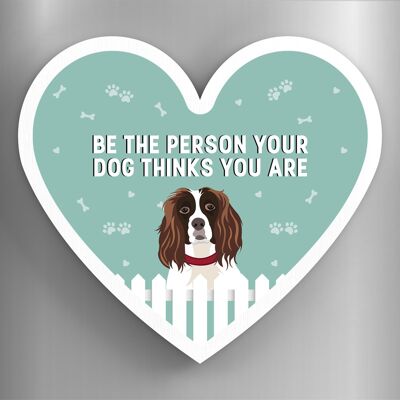 P5960 - Spaniel persona che il tuo cane pensa che tu sia Katie Pearson opere d'arte magnete in legno a forma di cuore