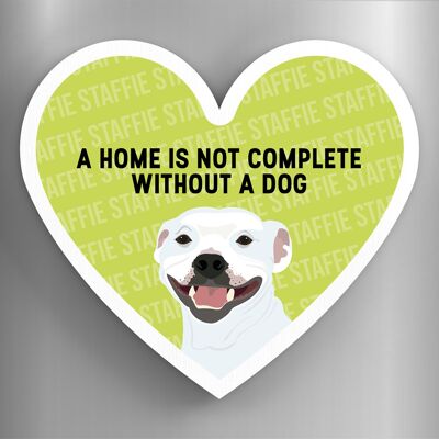 P5962 - Staffie Home Without A Dog Katie Pearson Artworks Heart Shaped Wooden Magnet