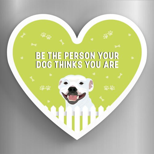 P5963 - Staffie Person Your Dog Thinks You Are Katie Pearson Artworks Heart Shaped Wooden Magnet