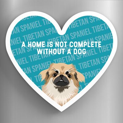 P5965 - Tibetan Spaniel Home Without A Dog Katie Pearson Artworks Heart Shaped Wooden Magnet