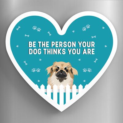 P5966 - Tibetan Spaniel Person Your Dog Thinks You Are Katie Pearson Artworks Heart Shaped Wooden Magnet