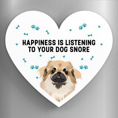 P5967 - Tibetan Spaniel La felicità è il tuo cane che russa Katie Pearson Opere d'arte Magnete in legno a forma di cuore