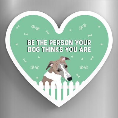 P5972 - Whippet Person Your Dog Thinks You Are Katie Pearson Artworks Heart Shaped Wooden Magnet