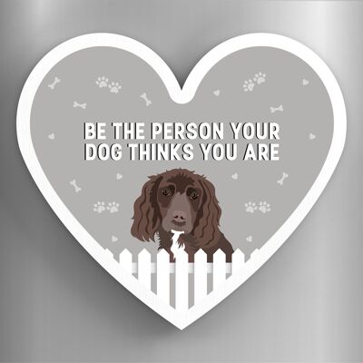P5975 - Cocker che lavora Il tuo cane pensa che tu sia Katie Pearson Opere d'arte Magnete in legno a forma di cuore