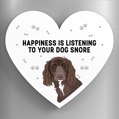 P5976 - Working Cocker Happiness Is Your Dog Snoring Katie Pearson Artworks Heart Shaped Wooden Magnet