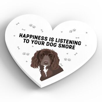 P5976 - Working Cocker Happiness Is Your Dog Snoring Katie Pearson Artworks Aimant en bois en forme de cœur 4