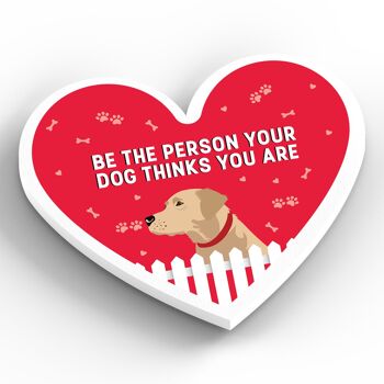 P5978 - Yellow Labrador Person Your Dog Thinks You Are Katie Pearson Artworks Aimant en bois en forme de coeur 2