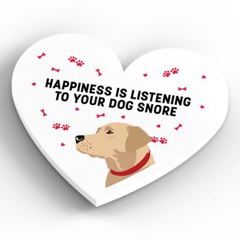 P5979 - Yellow Labrador Happiness Is Your Dog Snoring Katie Pearson Artworks Aimant en bois en forme de coeur 4
