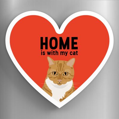 P6068 - Ginger Tabby Cats Home With My Cat Katie Pearson Artworks Imán de madera en forma de corazón