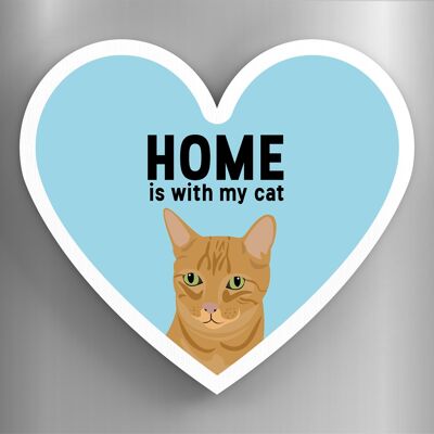 P6077 – Ginger Cats Home With My Cat Katie Pearson Artworks Holzmagnet in Herzform