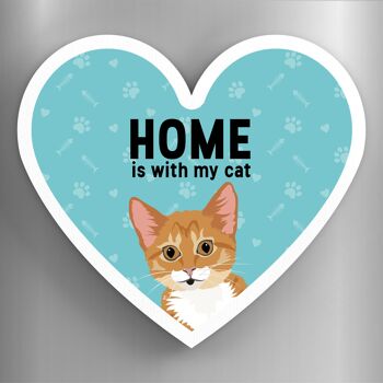 P6083 - Ginger Tabby Kitten Cats Home With My Cat Katie Pearson Artworks Aimant en bois en forme de coeur 1