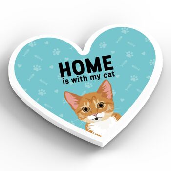 P6083 - Ginger Tabby Kitten Cats Home With My Cat Katie Pearson Artworks Aimant en bois en forme de coeur 2