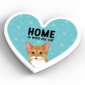 P6083 - Ginger Tabby Kitten Cats Home With My Cat Katie Pearson Artworks Aimant en bois en forme de coeur 4