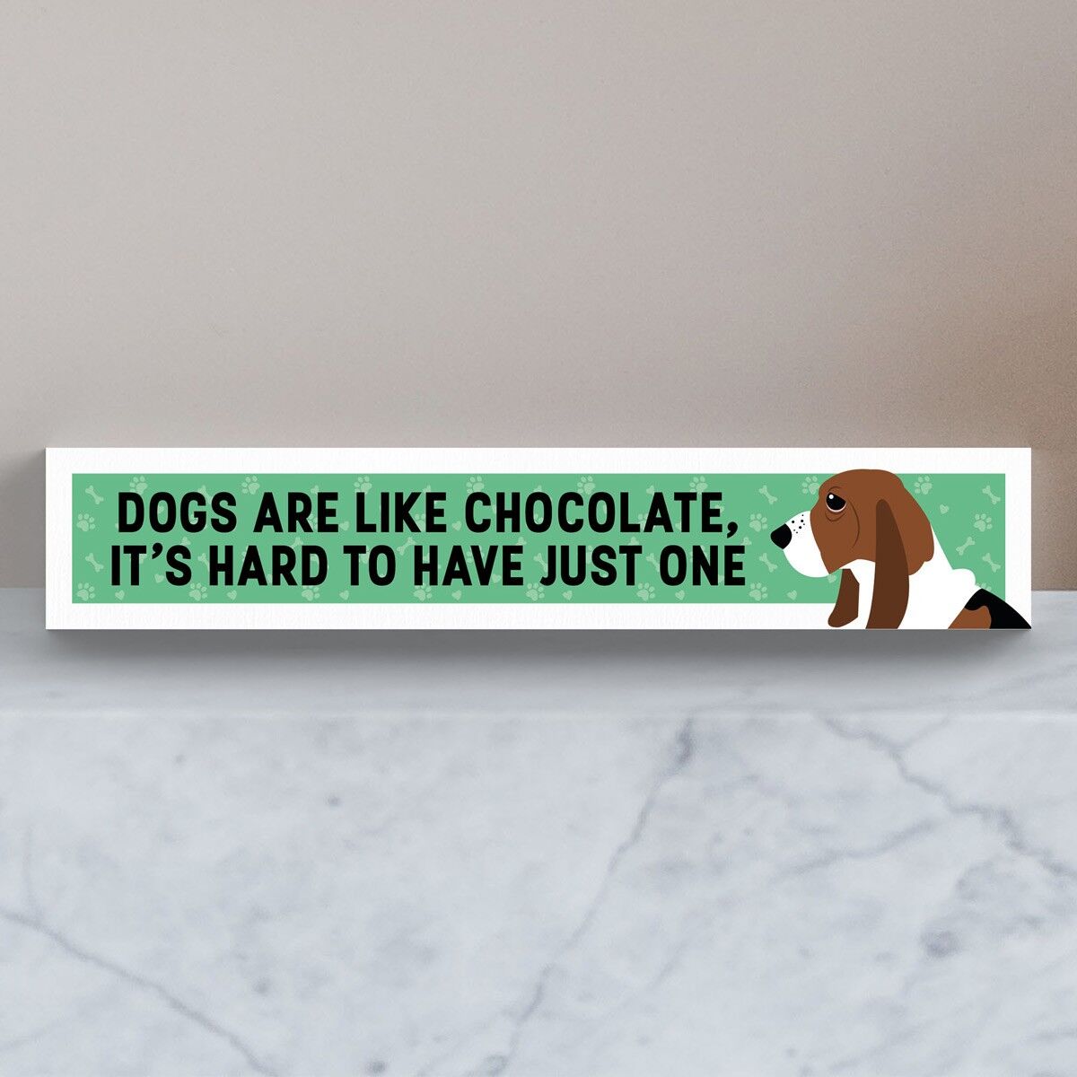 P6091 - Bassett Hound Like Chocolate Hard To Have One Katie Pearson Artworks Wooden Momento Block