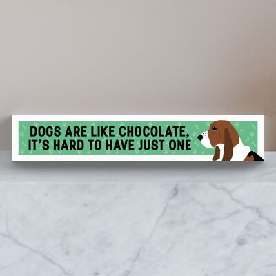 P6091 - Bassett Hound Like Chocolate Hard To Have One Katie Pearson Artworks Wooden Momento Block