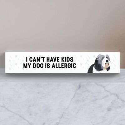P6095 - My Bearded Collie Is Allergic To Kids Katie Pearson Artworks Momento Block in legno