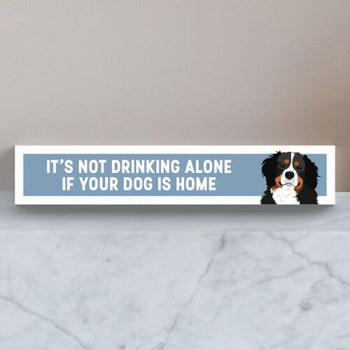 P6099 - Bernese Mountain Dog Not Drinking Alone Katie Pearson Artworks Wooden Momento Block