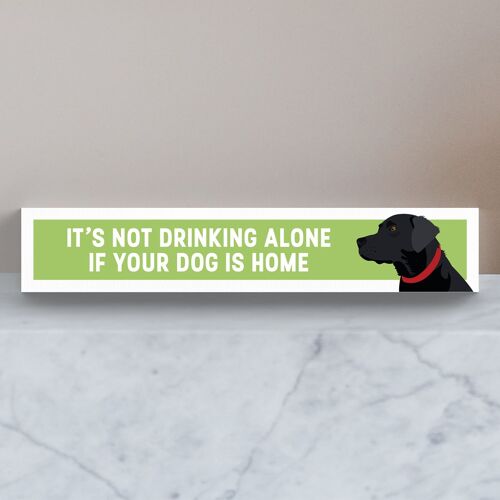 P6102 - Black Labrador Not Drinking Alone Katie Pearson Artworks Wooden Momento Block