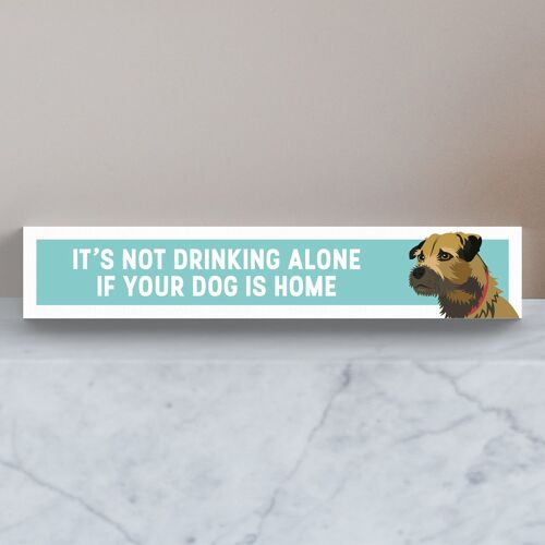 P6105 - Border Terrier Not Drinking Alone Katie Pearson Artworks Wooden Momento Block