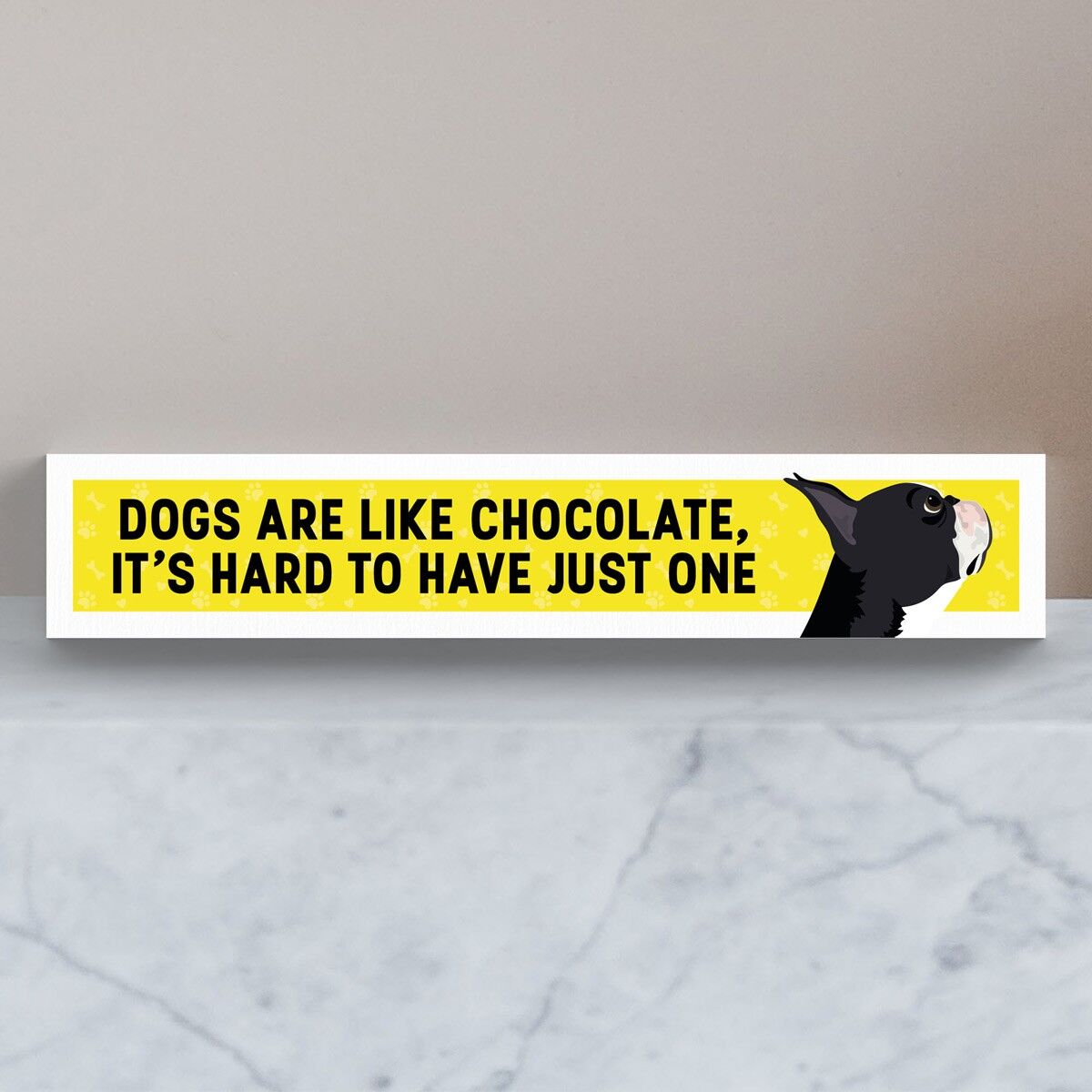 P6106 - Boston Terrier Like Chocolate Hard To Have One Katie Pearson Artworks Momento Block in legno